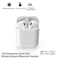 i12 TWS Best Bluetooth Wireless Earphones Buds With Mic White VTH03 Bluetooth Headset  (White, In the Ear)-thumb4