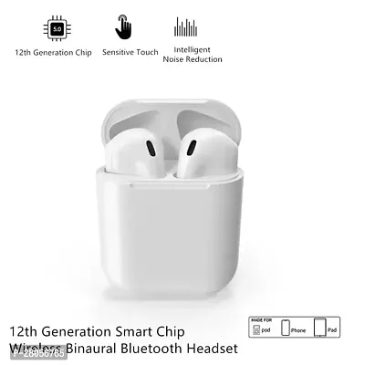 i12 TWS Best Bluetooth Wireless Earphones Buds With Mic White VTH03 Bluetooth Headset  (White, In the Ear)-thumb5