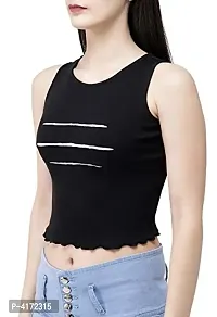 Fashionable Black Cotton Lycra Solid  Crop Length Top For Women-thumb4