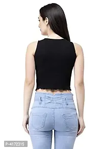 Fashionable Black Cotton Lycra Solid  Crop Length Top For Women-thumb3