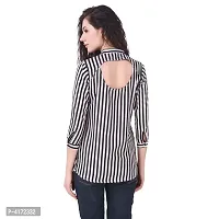 Fashionable Multicoloured Crepe Striped  Regular Length Shirt For Women-thumb3