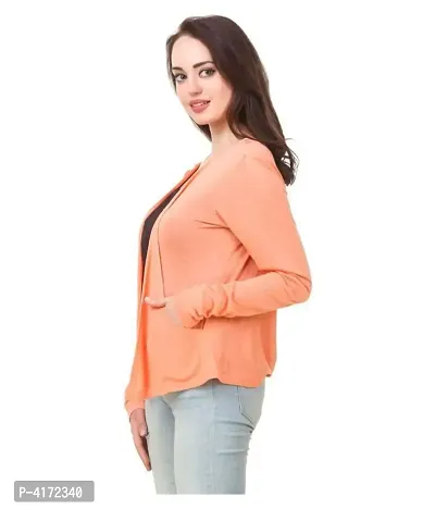 Stylish Orange Viscose Solid Regular Length Shrug For Women-thumb2