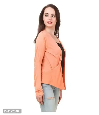 Stylish Orange Viscose Solid Regular Length Shrug For Women-thumb3