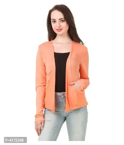 Stylish Orange Viscose Solid Regular Length Shrug For Women-thumb0