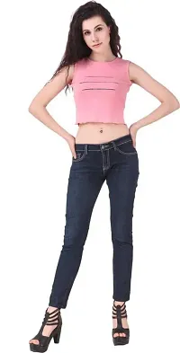 Stylish Pink Cotton Lycra Solid Crop Top For Women-thumb4