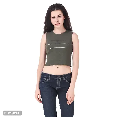 Stylish Grey Cotton Lycra Solid Crop Top For Women