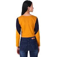 Stylish Yellow Cotton Solid Crop Top For Women-thumb3