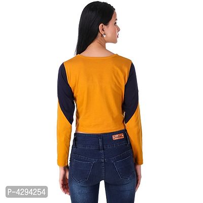 Stylish Yellow Cotton Solid Crop Top For Women-thumb4