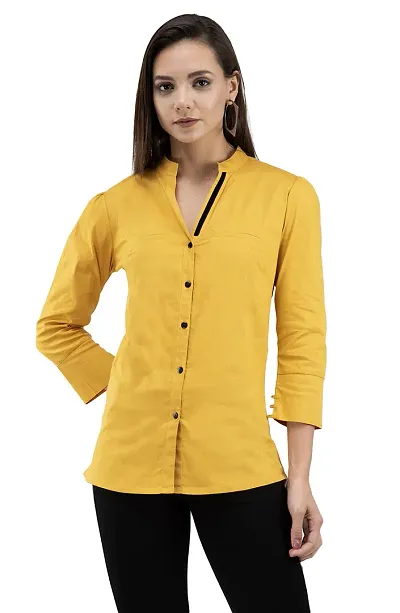FAIRIANO Women's Cotton Formal & Casual Shir Yellow