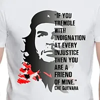 Men's Regular Fit Round Neck White Half Sleeve | Guerrilla Leader Che Guevara Fan | Printed Design T-Shirt (Medium)-thumb1