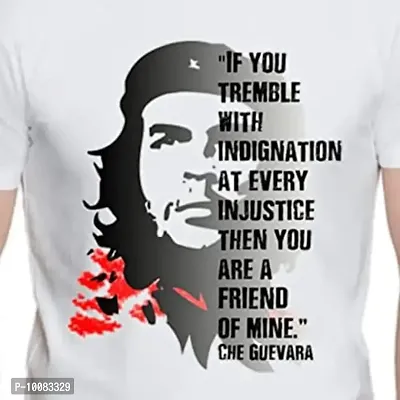 Men's Regular Fit Round Neck White Half Sleeve | Guerrilla Leader Che Guevara Fan | Printed Design T-Shirt (Medium)-thumb2