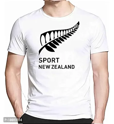 Limited Edition of Sport New Zealand Men's Halfsleeve Round Neck T-Shirts for Men's Fresh 2021 Design by CDP India (White T-Shirt X-Large)