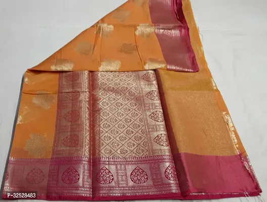 Beautiful Yellow Art Silk Woven Design Saree with Blouse Piece For Women