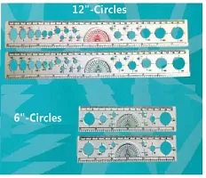 FIRST CLICK Ruler Scales 12 Scales 2 pcs  6 Scale 2 pcs With Transparent DRoundOval Circle Inbuilt Set of 4 pcs Rulers-thumb2