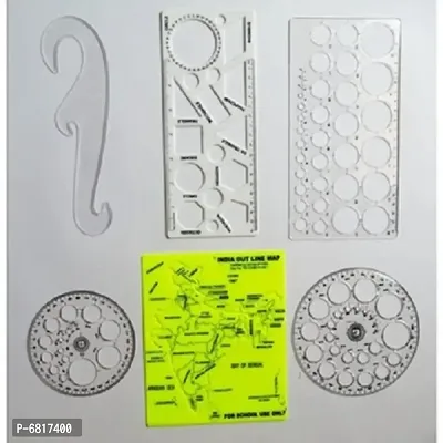 FIRST CLICK Circle Master 35-25-16 Circles,Shapes Stencil  India Map Stencil, French Curve Stencil (Set of 6 pcs)-thumb0