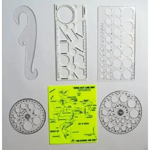 FIRST CLICK Circle Master 35-25-16 Circles,Shapes Stencil  India Map Stencil, French Curve Stencil (Set of 6 pcs)