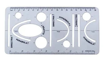 FIRST CLICK Shapes Stencil 10x24 cm / Parabola Templates 10x19.6 cm / Art Circle Master with 35 Circles 11.5x23.5 cm / Alphabets Lettering Stencil 30 mm / Science Stencil 15x22 cm Set of 5 pcs-thumb2