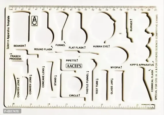 FIRST CLICK Shapes Stencil 10x24 cm / Parabola Templates 10x19.6 cm / Art Circle Master with 35 Circles 11.5x23.5 cm / Alphabets Lettering Stencil 30 mm / Science Stencil 15x22 cm Set of 5 pcs-thumb5