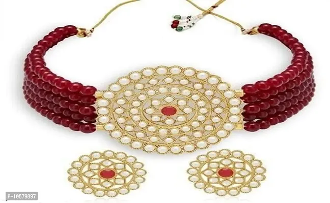 Stylish Maroon Metal Jewellery Sets For Women