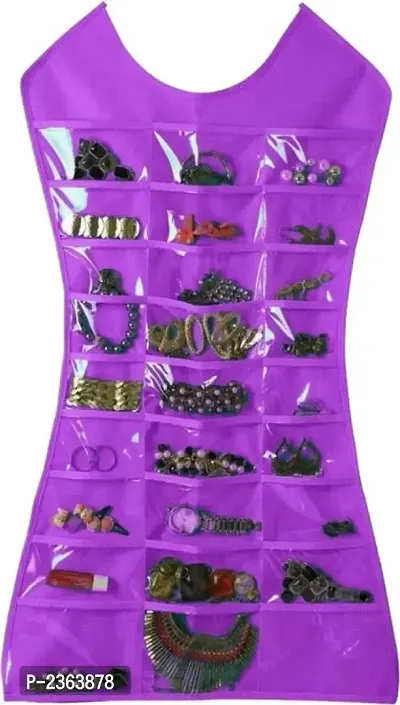 Dress Shaped Double Sided Jewelery Holder Hanging Accessories Organizer, Hanging Organizer  (Purple)