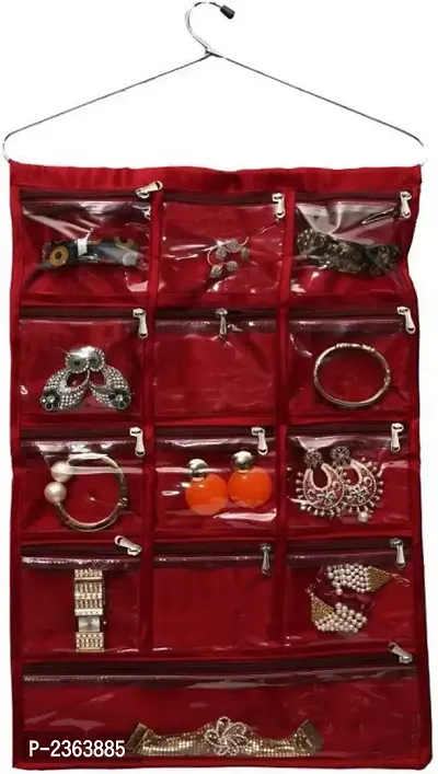 13 Pocket Hanging Organizer, Stationery , Jewelry . Accessories Organizer (Maroon)