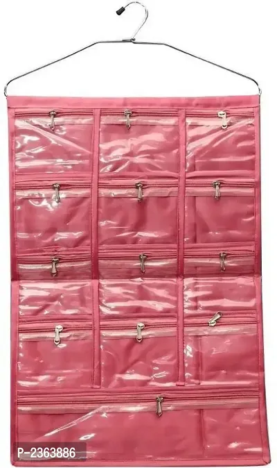 13 Pocket Hanging Organizer, Stationery , Jewelry . Accessories Organizer (Pink)-thumb2
