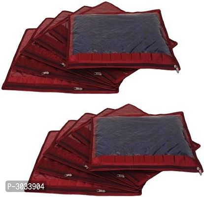 Plain Pack of 12 Pieces Frill Single Saree Cover Salwar Kamiz Suit Blouse Case  (Maroon)