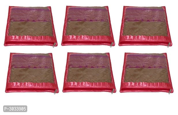 Plain Pack of 6 Pieces Frill Single Saree Cover Salwar Kamiz Suit Blouse Case  (Pink)