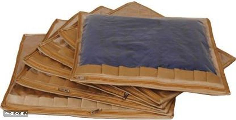 Plain Pack of 6 Pieces Frill Single Saree Cover Salwar Kamiz Suit Blouse Case  (Gold)