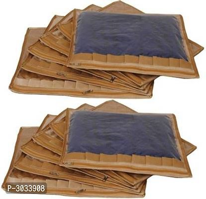 Plain Pack of 12 Pieces Frill Single Saree Cover Salwar Kamiz Suit Blouse Case  (Gold)-thumb0