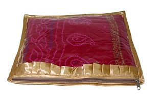 Plain Pack of 12 Pieces Frill Single Saree Cover Salwar Kamiz Suit Blouse Case  (Gold)-thumb1
