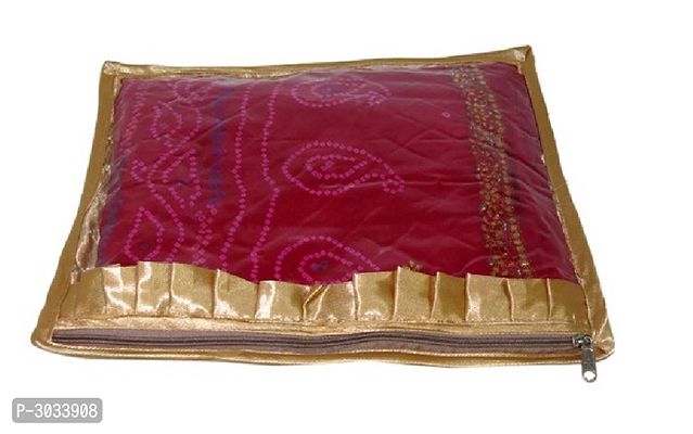 Plain Pack of 12 Pieces Frill Single Saree Cover Salwar Kamiz Suit Blouse Case  (Gold)-thumb2
