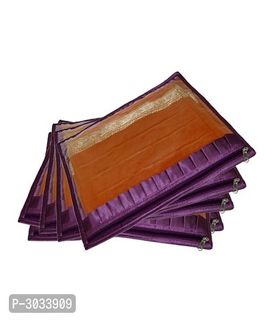 Plain Pack of 6 Pieces Frill Single Saree Cover Salwar Kamiz Suit Blouse Case  (Purple)