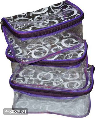 printed cosmetic bag bridal organizer jewellery storage box-set of 3 Storage Vanity Box (Purple)-thumb0