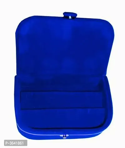 Trendy Blue Solid Velvet Women Earring Jewellery Vanity Box-thumb2