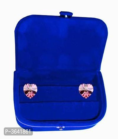 Trendy Blue Solid Velvet Women Earring Jewellery Vanity Box-thumb0