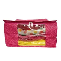 Pack of 2 Pieces High Quality printed Non woven saree cover,Travelling bags&nbsp;(Pink)-thumb1