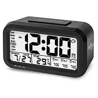 CARTIVA Digital Alarm Clock,Battery Operated Small Desk Clocks,with Date, Indoor Temperature,Smart Night Light,LCD Clock for Bedroom Home Office-thumb2