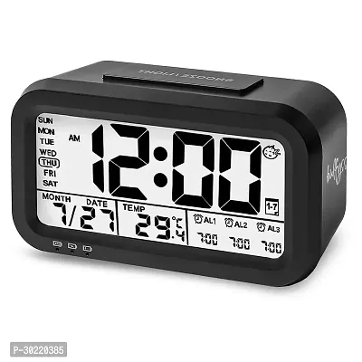 CARTIVA Digital Alarm Clock,Battery Operated Small Desk Clocks,with Date, Indoor Temperature,Smart Night Light,LCD Clock for Bedroom Home Office-thumb3