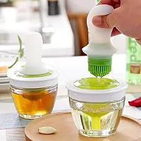 Silicone Oil Brush BBQ Chef's Basting Bottle Set for Kitchen, 148 Ml (White and Green)-thumb3