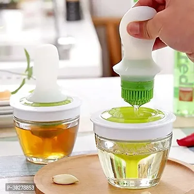 Silicone Oil Brush BBQ Chef's Basting Bottle Set for Kitchen, 148 Ml (White and Green)-thumb4