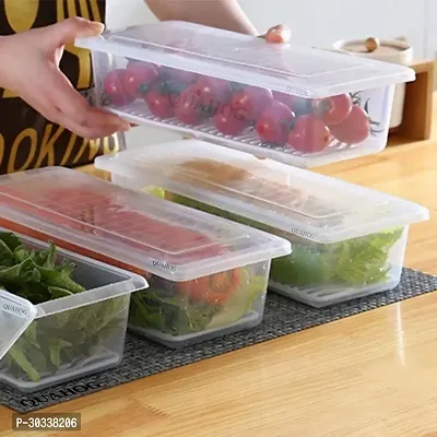 CARTIVA  Fridge Storage Boxes  Fridge Organizer with Removable Drain Plate Tray Keeps Fruits, Vegetables, Meat, Fish Fresh Longer 1500 ML, (Pack of 6)-thumb0