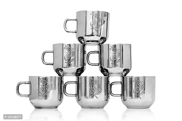 Stylish Stainless Steel Mugs 150 ML Each, Set of 6 Piece-thumb0