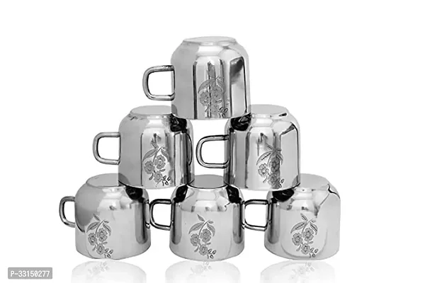 Stylish Stainless Steel Mugs 150 ML Each, Set of 6 Piece-thumb2