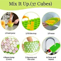 Ice Cube Tray with Silicon Ice Mold Trays Flexible Silicone Honeycomb Shape 37 Cavity Ice Cube Tray with Lid Mould Ice Trays Reusable Multicolor (Pack of 3)-thumb3