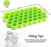 Ice Cube Tray with Silicon Ice Mold Trays Flexible Silicone Honeycomb Shape 37 Cavity Ice Cube Tray with Lid Mould Ice Trays Reusable Multicolor (Pack of 3)-thumb1