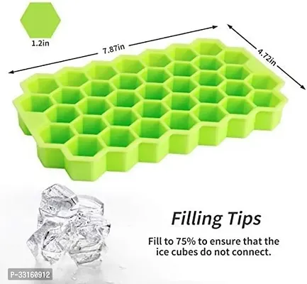 Ice Cube Tray with Silicon Ice Mold Trays Flexible Silicone Honeycomb Shape 37 Cavity Ice Cube Tray with Lid Mould Ice Trays Reusable Multicolor (Pack of 3)-thumb2