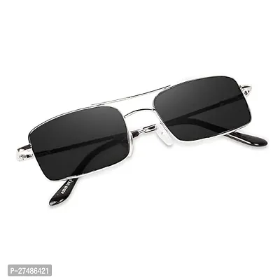 Stylish Black Plastic Rectangle Sunglasses For Men-thumb0