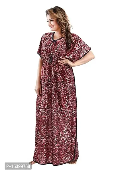 Kaftan Nighty for Women  Girls-Pack of 1 Maroon/Brown-thumb2