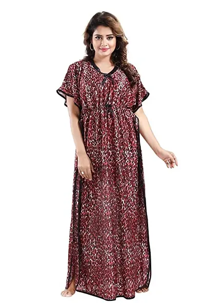 Kaftan Nighty for Women Girls-Pack of 1 Maroon/Brown